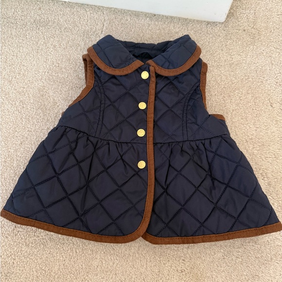 Janie and Jack Navy and Brown Quilted Kids Vest - Picture 3 of 4